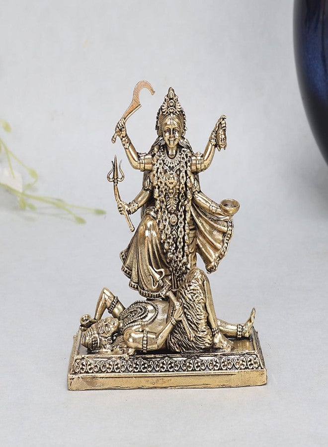 ARTVARKO Brass Kali MATA Murti Maha Kaali with Shiva Idol Adi Shakti Ma Mahakali Kalika Maa Statue 4 Inch - Image 1