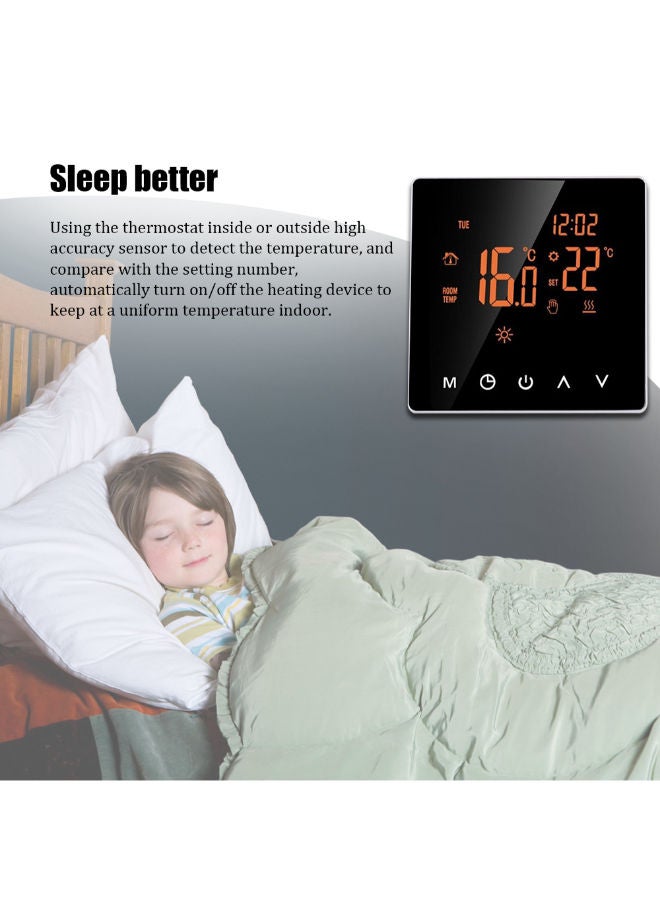 نيبمينينت جهاز التحكم في درجة الحرارة الذكي مزود بشاشة يعمل باللمس مع خاصية نظام برمجة أسبوعي أسود - Image 5