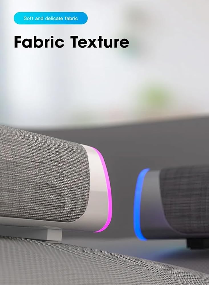 LOOPITYS USB - Computer Speaker, RGB Computer Sound Bar Desktop Speaker, 3D Stereo Surround Sound Box with Volume Knob 3.5mm Audio Input for Desktop PC Laptop Smartphone Tablet - Image 5