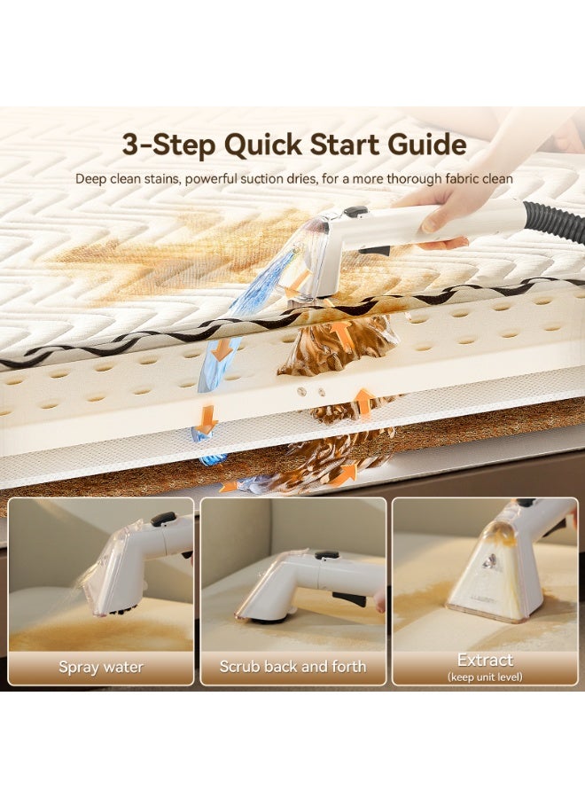 يووانت منظف ​​السجاد UWANT Y100 بقوة 600 واط وضغط 18 كيلو باسكال للتنظيف بالماء البارد، مزود بخاصية التنظيف الذاتي، وخزان سعة 1.2 لتر (للماء العذب/المتسخ)، وفرشاة مزدوجة، وفوهة تنظيف وفوهة للشقوق. - Image 4