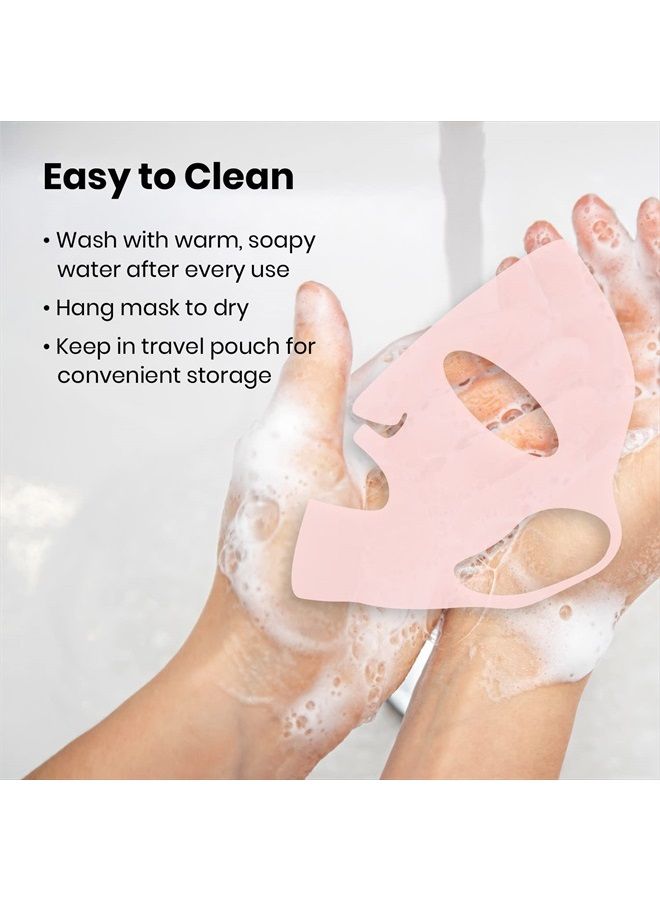 Lindo Silimask - Reusable Anti-Wrinkle Silicone Face Mask Holder for Sheet Masks, Moisturizing Facial Mask Cover, Prevent Evaporation, Beauty Face Tool, Travel Pouch Included, 2 Pack - Image 4