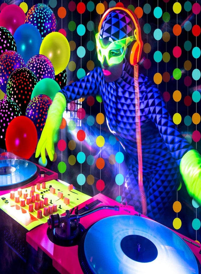 Skylety Glow in the Dark Party Supplies Glow Neon Party Supply Set, 98.4 ft 6 Rolls Blacklight Luminous Tape 14.4 ft Neon Streamer Garland 25 Pcs Fluorescent Halloween Balloon Decor (Classic Dot) - Image 2