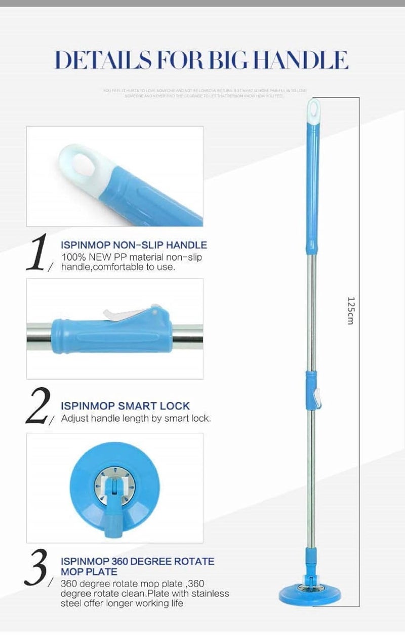 ABA 360 Spin Stainless Steel Bucket Mop Rod Stick Random Colour - Image 2