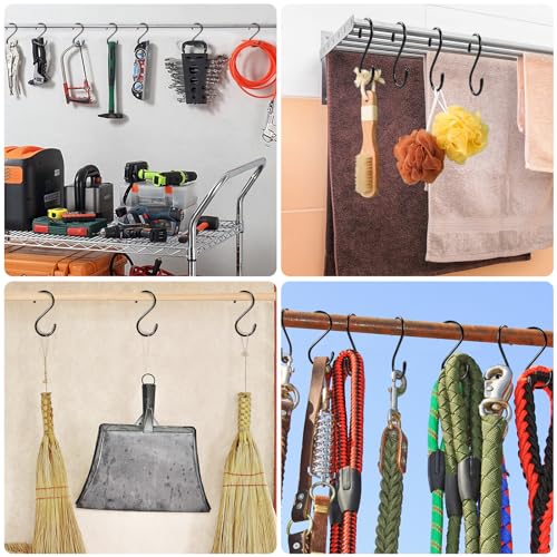 Dapute 5 Inch Heavy Duty S Hooks, Large S Hooks for Hanging Plants, Vinyl Coated S Hook 12 Pack Sturdy Non Slip Kitchen and Closet Black S Hook for Hanging Large Object, Garden Tools, Pot - Image 4