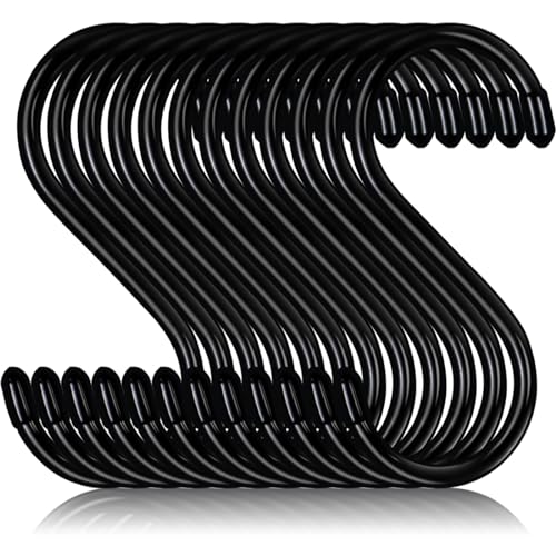 Dapute 5 Inch Heavy Duty S Hooks, Large S Hooks for Hanging Plants, Vinyl Coated S Hook 12 Pack Sturdy Non Slip Kitchen and Closet Black S Hook for Hanging Large Object, Garden Tools, Pot - Image 1