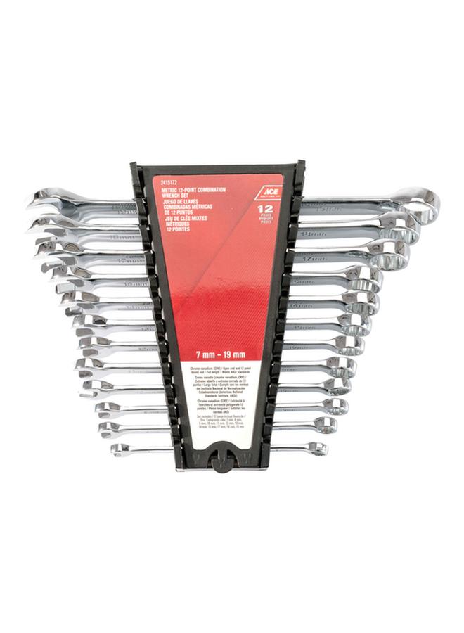 آيس مجموعة مفاتيح ربط مركبة عالية الجودة بمقبض قوي ومقاومة للصدأ مكونة من 12 قطعة باللون الفضي - Image 2