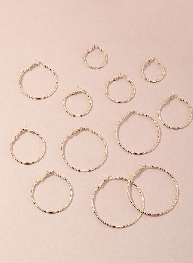 تايك تو مجموعة من 6 أقراط حلقية مزخرفة - Image 3