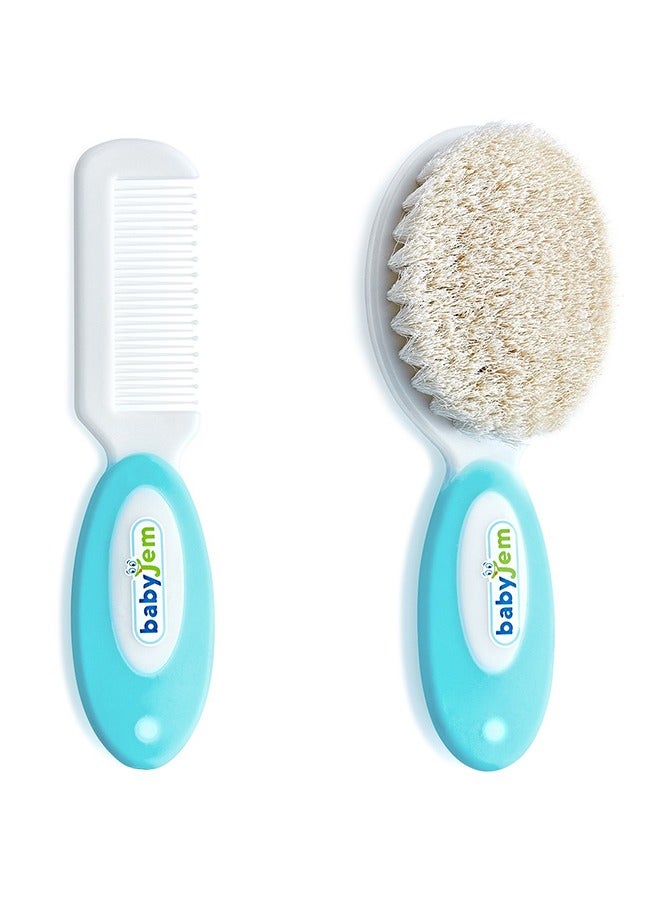 Babyjem - Brush Comb Set w/ Natural Bristle - Blue - Image 1