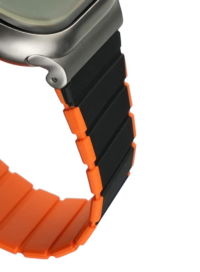 Maxwell Electronics Maxwell Titan Series Smart Watch Magnetic Band Compatible with Apple Watch 42mm to 44mm Magnetic Watch Strap Silicone Band for Women and Men Unisex Strap Band (Black/Orange) - Image 3