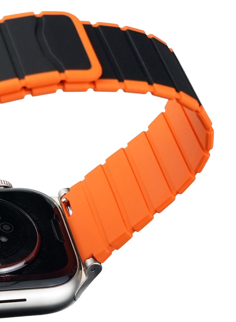 Maxwell Electronics Maxwell Titan Series Smart Watch Magnetic Band Compatible with Apple Watch 42mm to 44mm Magnetic Watch Strap Silicone Band for Women and Men Unisex Strap Band (Black/Orange) - Image 4