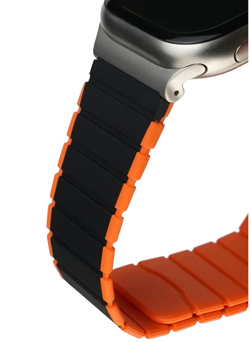 Maxwell Electronics Maxwell Titan Series Smart Watch Magnetic Band Compatible with Apple Watch 42mm to 44mm Magnetic Watch Strap Silicone Band for Women and Men Unisex Strap Band (Black/Orange) - Image 5