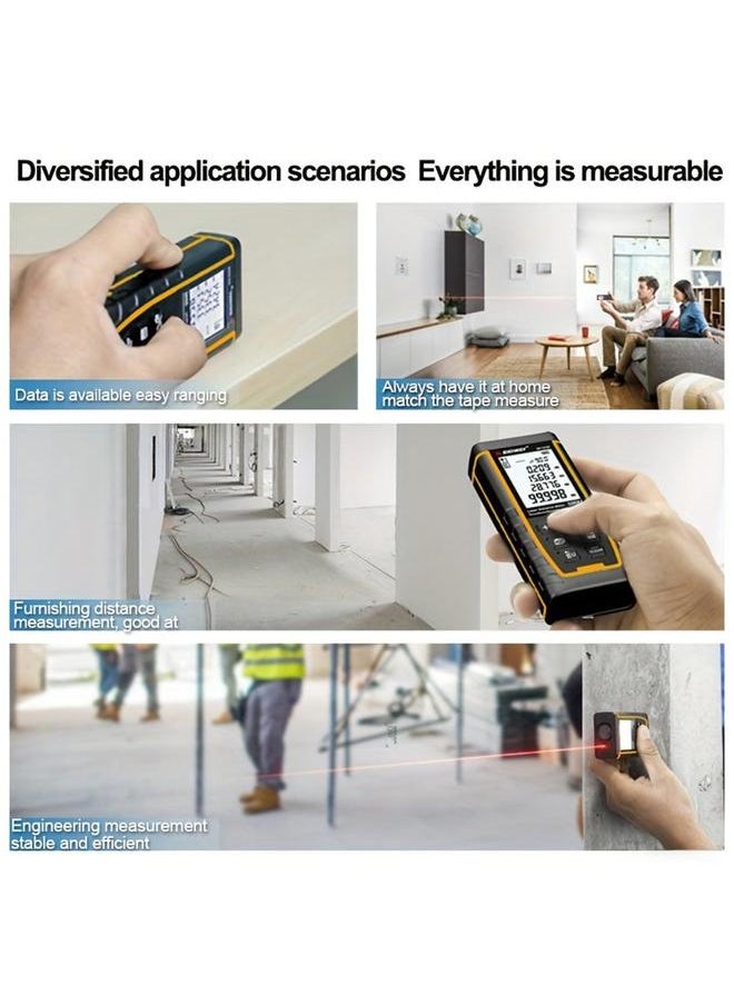 Laser Measure 50M, Ft/in/M Unit Switch Digital Tape with Bubble Level Measurement Tool, LCD Backlit Distance Pythagorean Mode Area and Volume Measuring