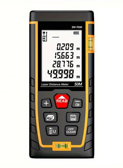 Laser Measure 50M, Ft/in/M Unit Switch Digital Tape with Bubble Level Measurement Tool, LCD Backlit Distance Pythagorean Mode Area and Volume Measuring