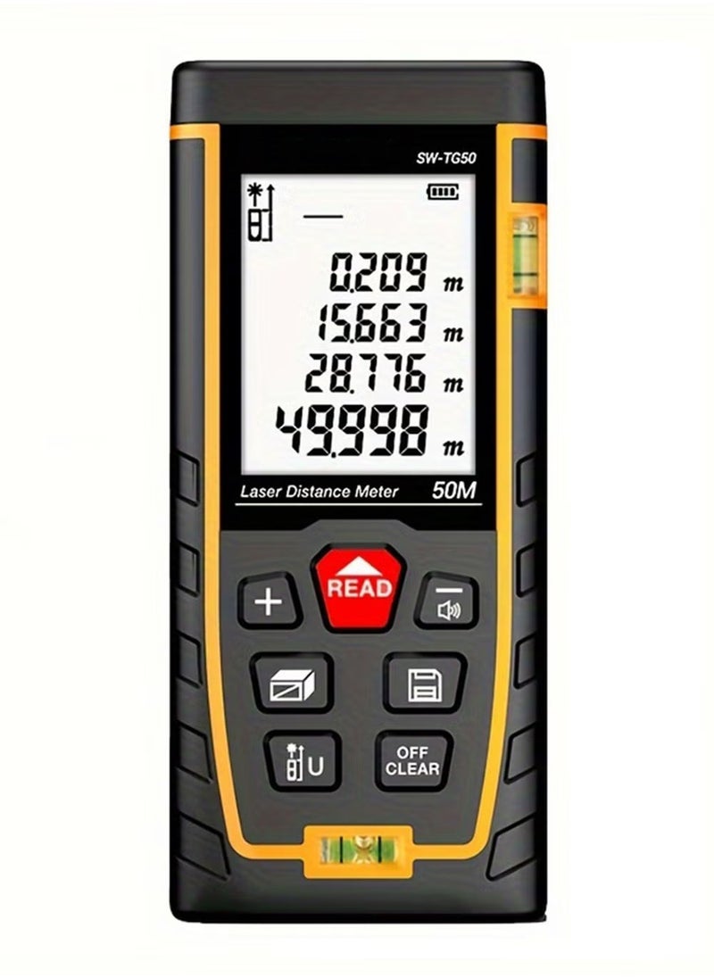 HOMESTAR Laser Measure 50M, Ft/in/M Unit Switch Digital Tape with Bubble Level Measurement Tool, LCD Backlit Distance Pythagorean Mode Area and Volume Measuring  - Image 1