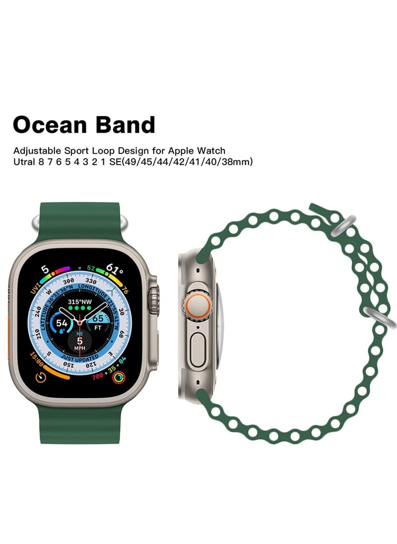 ELTRAZONE - Ocean Band Compatible with Apple Watch Ultra Ocean 38mm 40mm 41mm 42mm 44mm 45mm 49mm, Adjustable Soft Silicone Sport Band Buckle for Apple Watch Ultra iWatch - Image 1