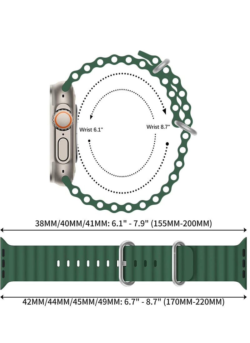 ELTRAZONE - Ocean Band Compatible with Apple Watch Ultra Ocean 38mm 40mm 41mm 42mm 44mm 45mm 49mm, Adjustable Soft Silicone Sport Band Buckle for Apple Watch Ultra iWatch - Image 1