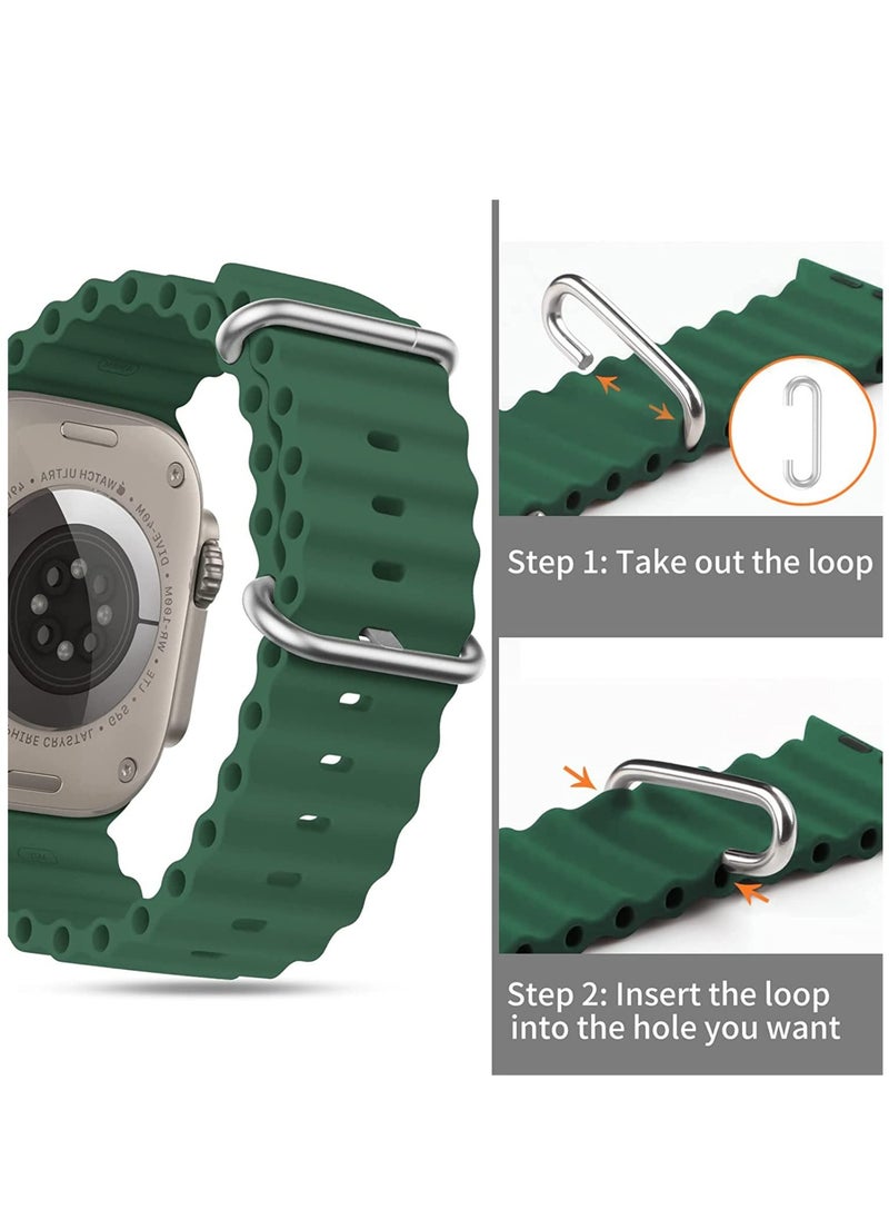 ELTRAZONE - Ocean Band Compatible with Apple Watch Ultra Ocean 38mm 40mm 41mm 42mm 44mm 45mm 49mm, Adjustable Soft Silicone Sport Band Buckle for Apple Watch Ultra iWatch - Image 1