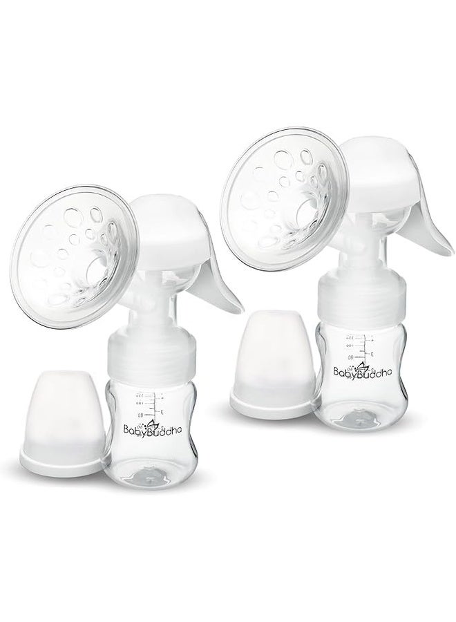 BabyBuddha مضخة ثدي يدوية – محمولة، بدون سلك ووسادة سيليكون ناعمة (عبوة من 2) - Image 2