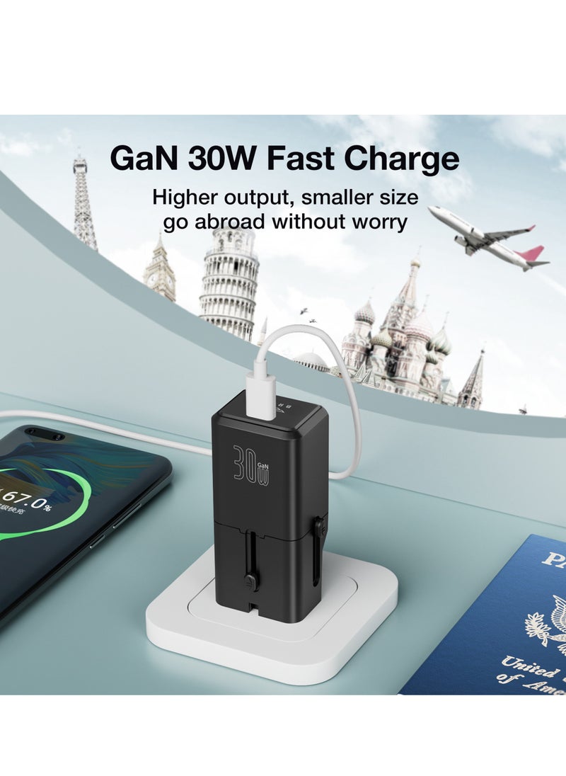 Brave Universal Travel Adapter GaN2-30W, Type C Travel Adapter with PD3.0 Fast Charging, 100-240V Worldwide Compatibility (USA/UK/EU/AUS), USB-C Adapter, Global Travel Charger, Compact Multi-Country Adapter, Type C Power Adapter, Travel Plug for iPhone 16 Pro Max, Samsung Galaxy S24 Plus & More  - Image 4