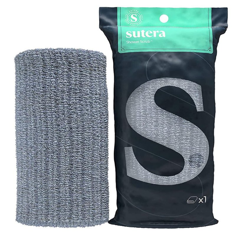 SUTERA Exfoliating Shower Towel Premium Japanese Scrub Wash Cloth Deep Cleanse for Body Face Microabrasion Duo Fibers Durable Quick Drying Asian Spa Skin Care Bath Washclose Extra Long Design