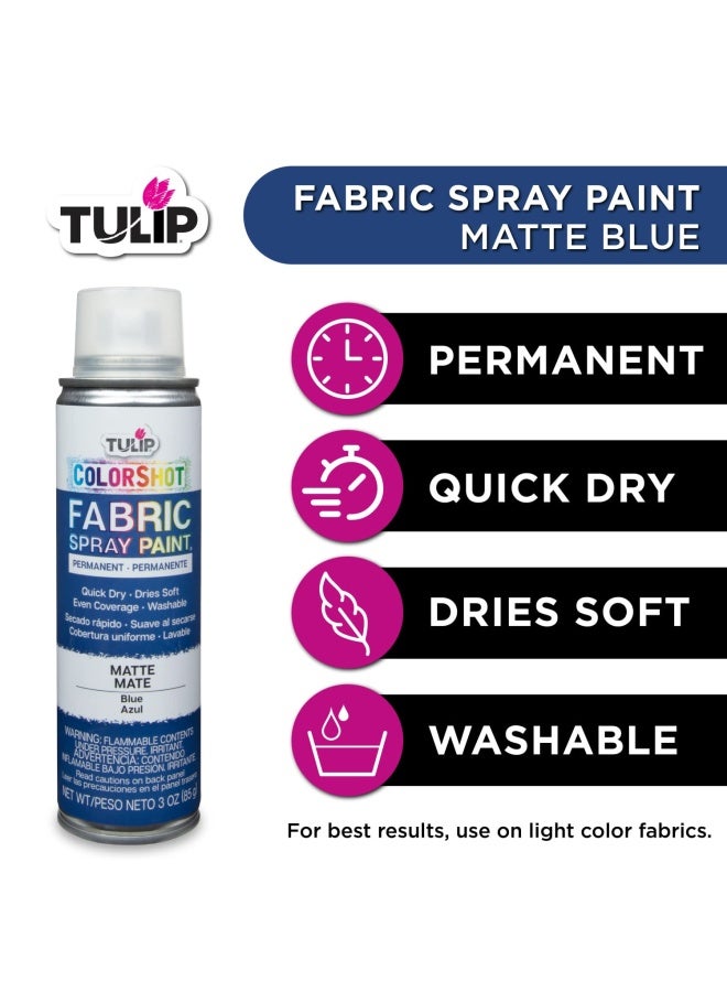 Tulip ColorShot Instant Fabric Spray Paint Permanent Color SprayOn Fabric Paint 3oz Blue - Image 4