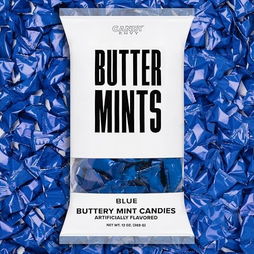 Candy Envy  Blue Wrapped Buttermints  13 oz Bag  100 Individually Wrapped Candy Mints - Image 1