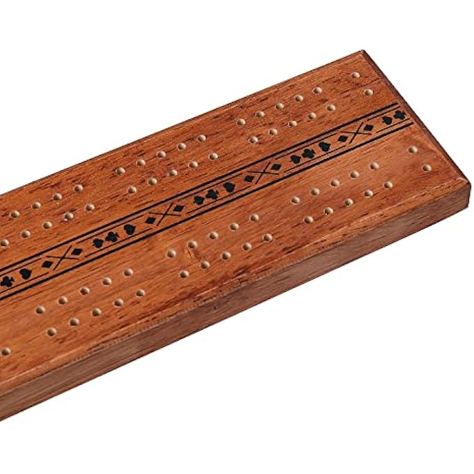 STERLING Games Wooden Cribbage 12 inch Double Track Cribbage Board with Wood Burnt Poker Design for 2 Players - Image 4