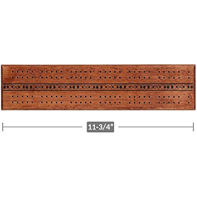 STERLING Games Wooden Cribbage 12 inch Double Track Cribbage Board with Wood Burnt Poker Design for 2 Players - Image 3