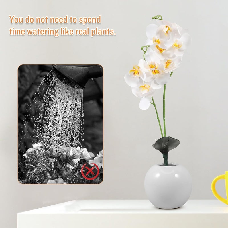 Healifty Faux Phalaenopsis Orchid Bonsai Artificial Potted Plant White Simulation Flower Decoration for Home Indoor Tabletop Décor - Image 5