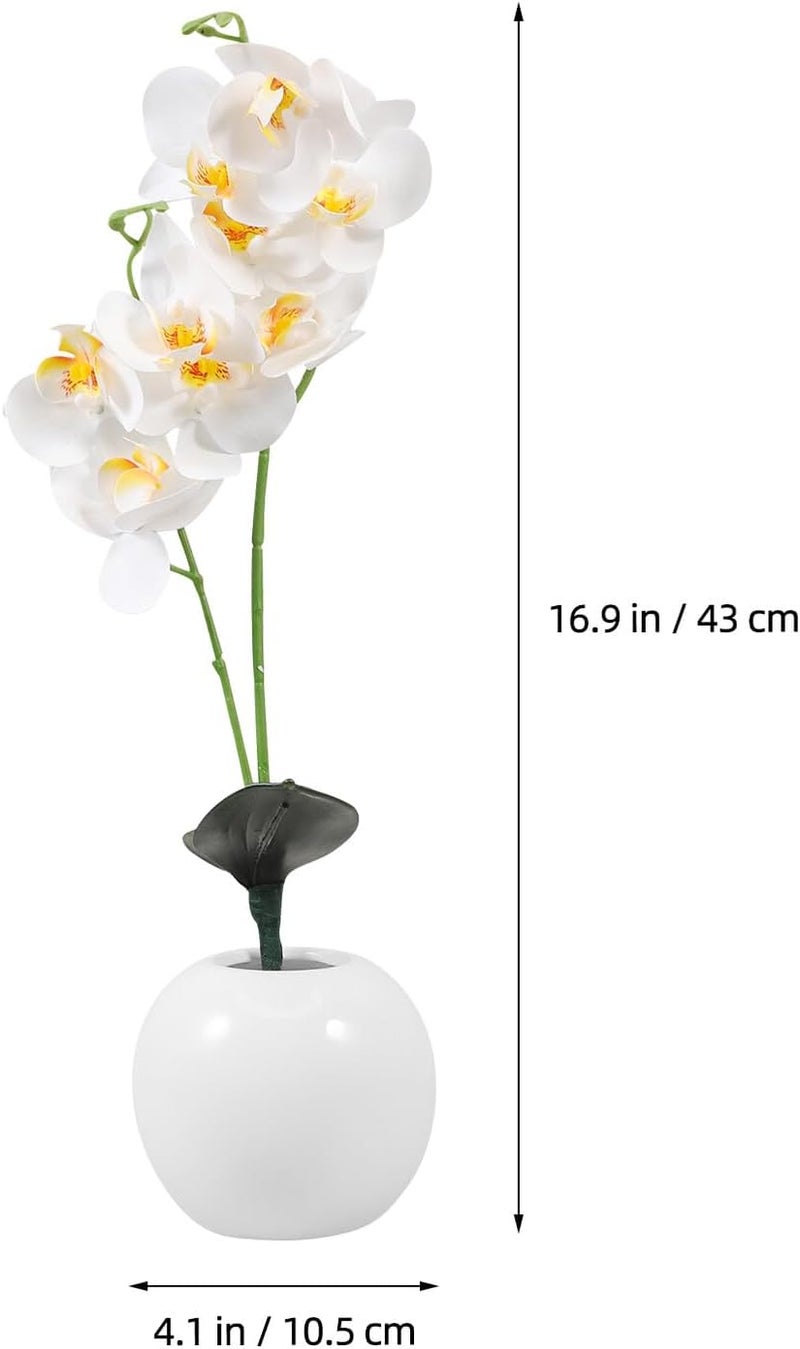 Healifty Faux Phalaenopsis Orchid Bonsai Artificial Potted Plant White Simulation Flower Decoration for Home Indoor Tabletop Décor - Image 2