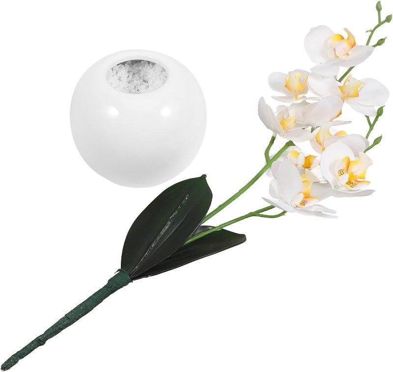 Healifty Faux Phalaenopsis Orchid Bonsai Artificial Potted Plant White Simulation Flower Decoration for Home Indoor Tabletop Décor - Image 1