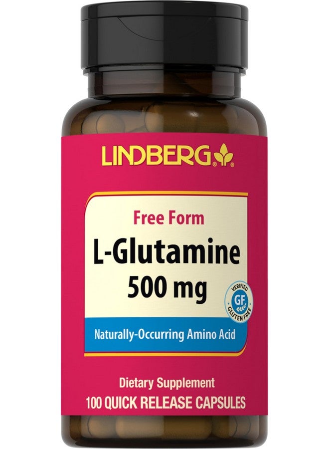 Lindberg L Glutamine Capsules | 500mg | 100 Count | Naturally-Occuring Amino Acid | Non GMO, Gluten Free Supplement - Image 1