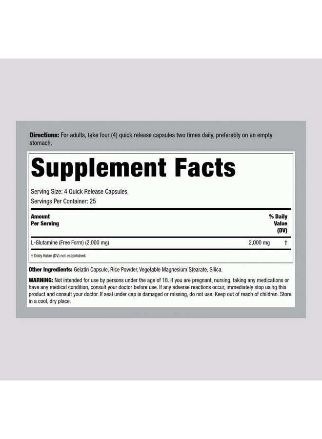 Lindberg L Glutamine Capsules | 500mg | 100 Count | Naturally-Occuring Amino Acid | Non GMO, Gluten Free Supplement - Image 2