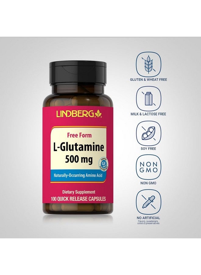Lindberg L Glutamine Capsules | 500mg | 100 Count | Naturally-Occuring Amino Acid | Non GMO, Gluten Free Supplement - Image 3