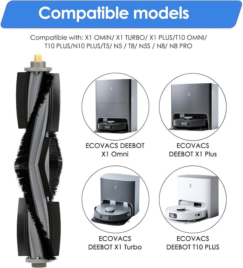 (عبوة تحتوي على 3 فرشاة) فرشاة دوارة متوافقة مع مكنسات الروبوت ECOVACS DEEBOT X1/X1 Omni/X1 Turbo/X1 PRO OMNI/T10/T10 Plus/T10 Turbo/T10 Omni/T20/T20 Omni؛ لاستبدال الفرشاة الرئيسية للمكنسة. - Image 2