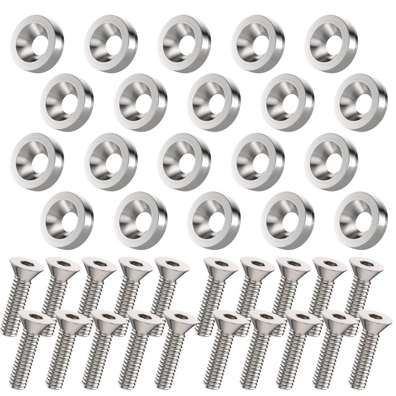 Sixzoo 20 PCS Engine Dress Up Kit CNC Finishing Fender Bumper Washers M6 Aluminum Engine Bay Dress Up Kit Fender Bolts for Trunk License Plate Frame Sliver - Image 3