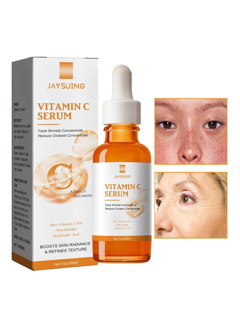Jaysuing - Vitamin C Serum for Face, Anti Aging Face Serum with Vitamin C, Hyaluronic Acid, Vitamin E, Brightening Serum for Dark Spots, Even Skin Tone, Eye Area, Fine Lines & Wrinkles, 30ml Pack Of 4 - Image 1