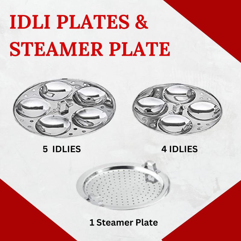 AadiVeer AadiVeer Stainless Steel Fancy Idli Cooker | Idli Maker | Idli Pot With Steamer, Induction and Gas Stove Compatible, 2 Plates - 9 Idlies  - Image 4
