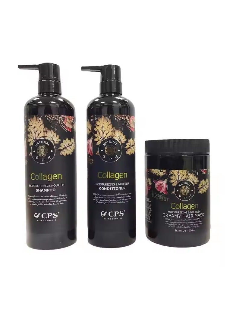 CPS CPS Professional Hair Care 3in1Set, Collagen Moisturizing Nourishing Hair Growth Shampoo (900ml),Conditioner (900ml) and Hair mask (1000ml) Set.  - Image 2