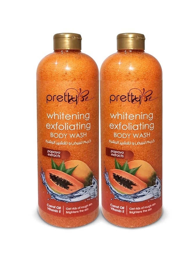 Pretty Be - Brightening Exfoliating Body Wash Papaya Extracts, Carrot Oil 2x1000ml - Image 1