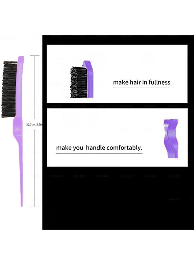 تِلْسِل مجموعة من 3 قطع من أمشاط تمشيط الشعر وتمشيط الحواف والخلف - أمشاط ذيل الفأر والحافة لتصفيف شعر النساء (أرجواني) - Image 2