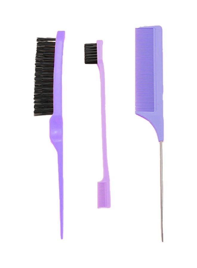 تِلْسِل مجموعة من 3 قطع من أمشاط تمشيط الشعر وتمشيط الحواف والخلف - أمشاط ذيل الفأر والحافة لتصفيف شعر النساء (أرجواني) - Image 1