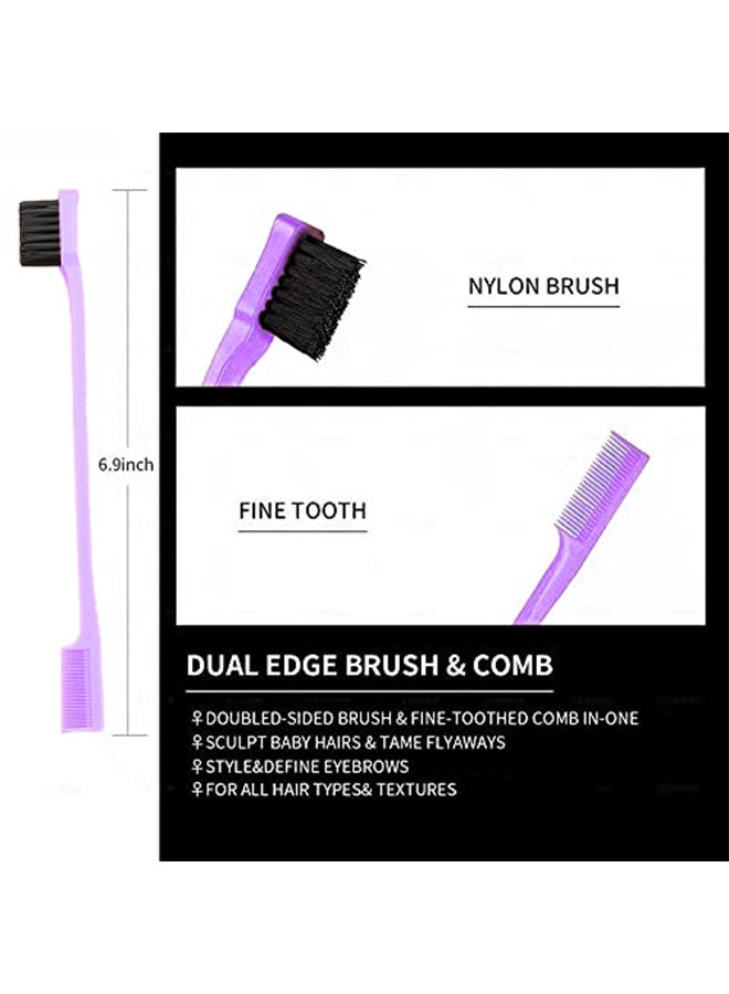 تِلْسِل مجموعة من 3 قطع من أمشاط تمشيط الشعر وتمشيط الحواف والخلف - أمشاط ذيل الفأر والحافة لتصفيف شعر النساء (أرجواني) - Image 3