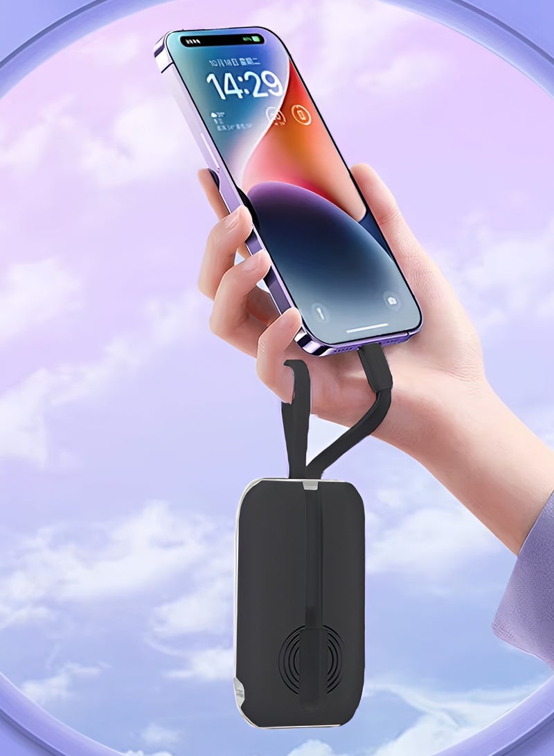 سمارت لينك بنك طاقة محمول بسعة 10000 مللي أمبير، شحن سريع بقدرة 22.5 واط، مزود بكيبل Type-C و Lightning مدمجين - أسود - Image 3