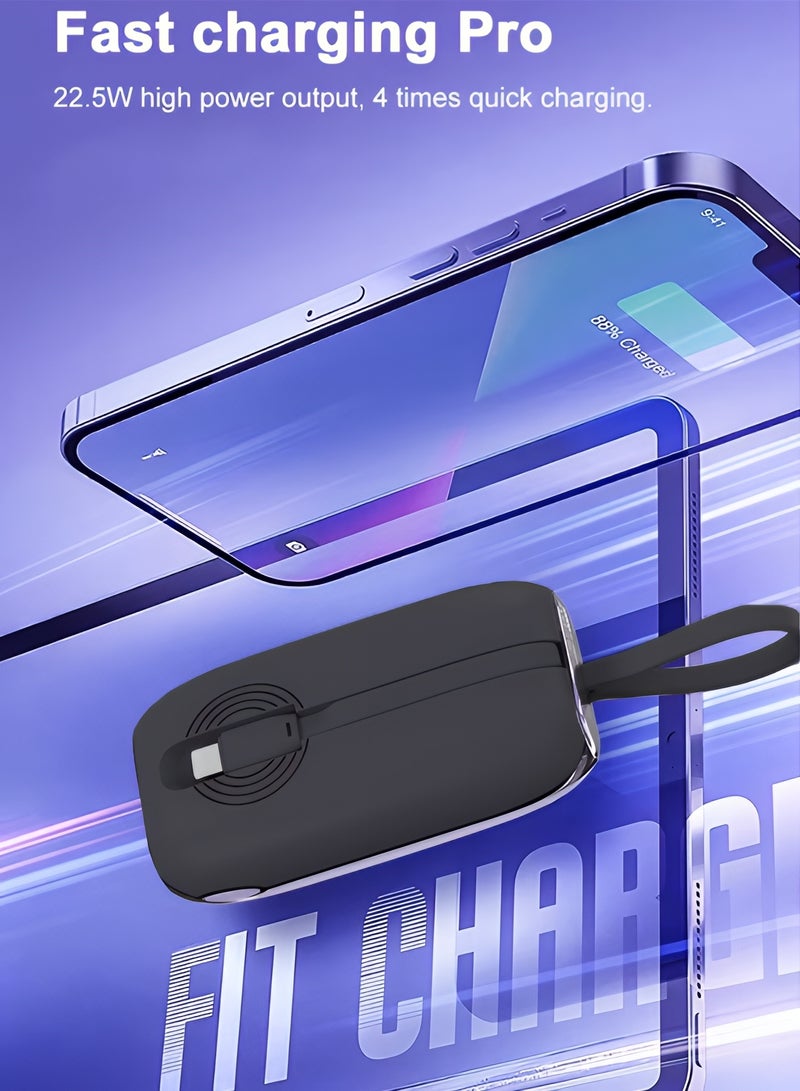 سمارت لينك بنك طاقة محمول بسعة 10000 مللي أمبير، شحن سريع بقدرة 22.5 واط، مزود بكيبل Type-C و Lightning مدمجين - أسود - Image 4