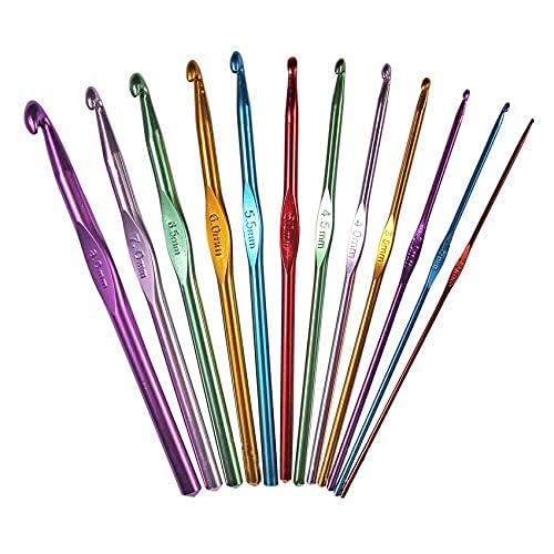 Gemsy Multicolor Aluminium Crochet Hook Set | Size 2.0mm to 8.0mm | 12 Piece Sewing Kit - Image 1