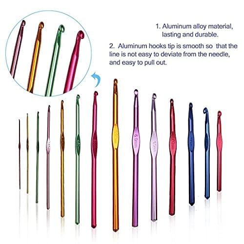 Gemsy Multicolor Aluminium Crochet Hook Set | Size 2.0mm to 8.0mm | 12 Piece Sewing Kit - Image 2
