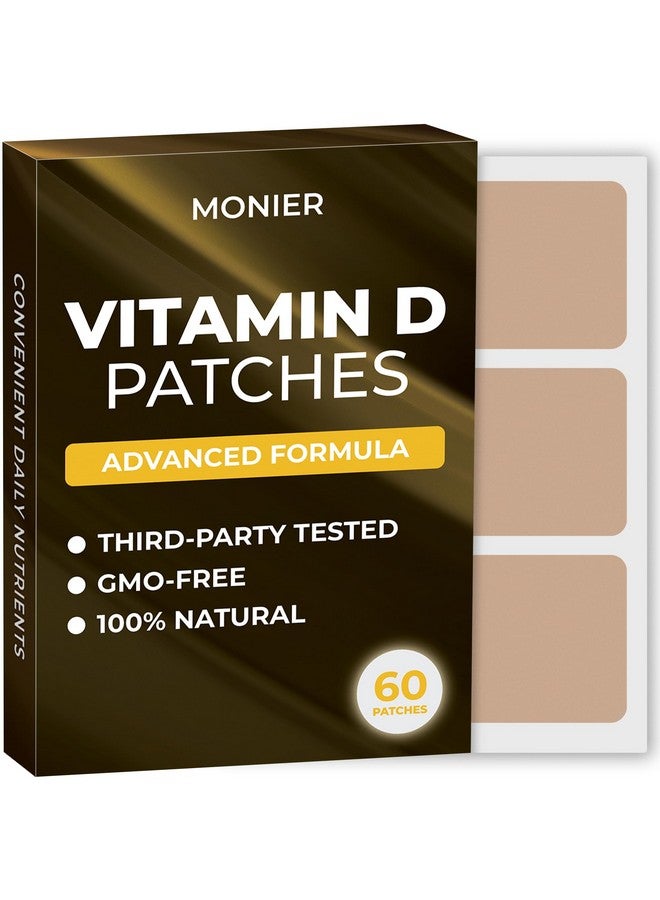 MONIER D3 Patches (Pack of 60) - 100% Natural D Patch for Women and Men - with Calcium, Magnesium, K2 - Immune & Body Support - Enhanced Formula - Image 1