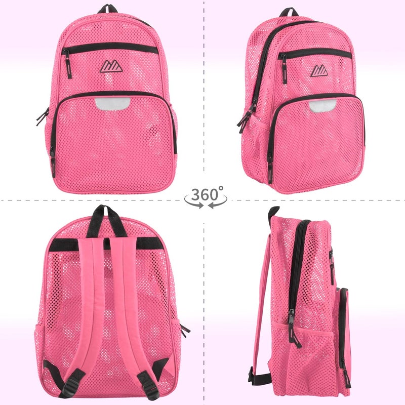 Summit Ridge Reflective Mesh School Backpack for Teens, Girls, Boys | Wire Frame Mesh Beach Backpack XL with Zipper (Pink) - Image 4