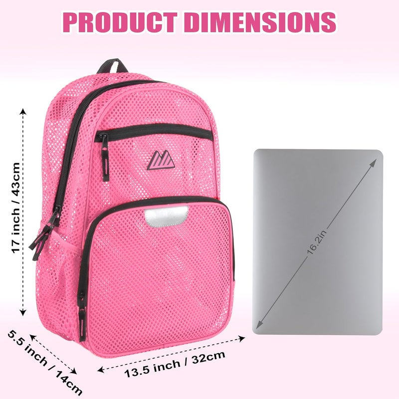 Summit Ridge Reflective Mesh School Backpack for Teens, Girls, Boys | Wire Frame Mesh Beach Backpack XL with Zipper (Pink) - Image 5
